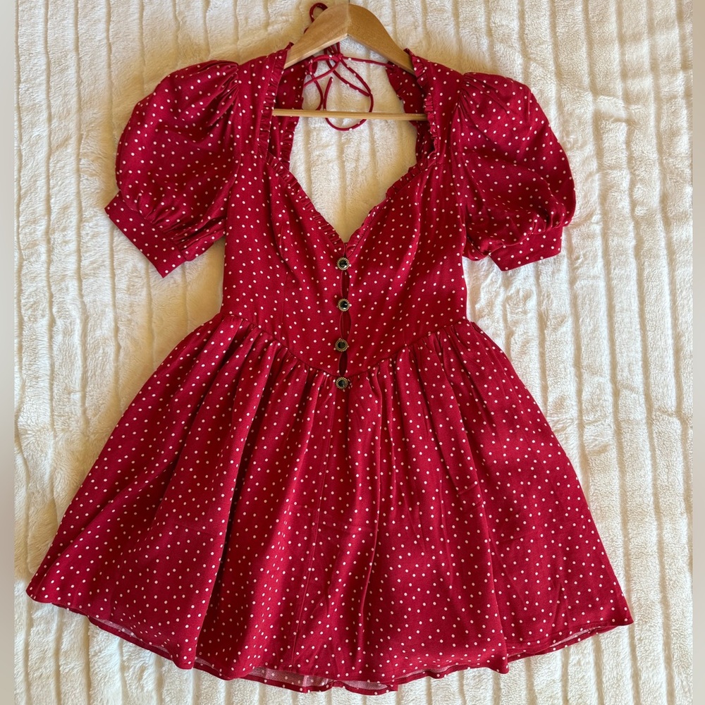 Reformation Red Polka Dot Mini Dress - Picture 3 of 5